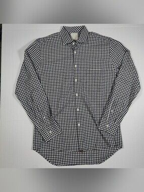Billy Reid 100% Cotton White Black Gingham Check Button Down Shirt Size L